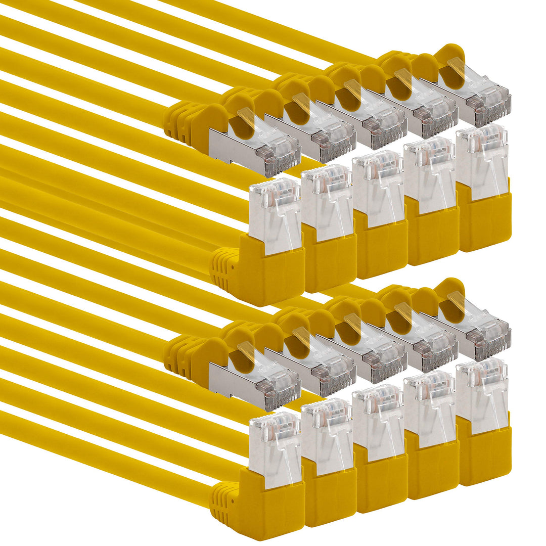 1aTTack.de 366226 Cat.6 Netzwerkkabel Winkel 90 Grad 5m - gelb - 10 Stück - Cat6 Patchkabel (SFTP PI