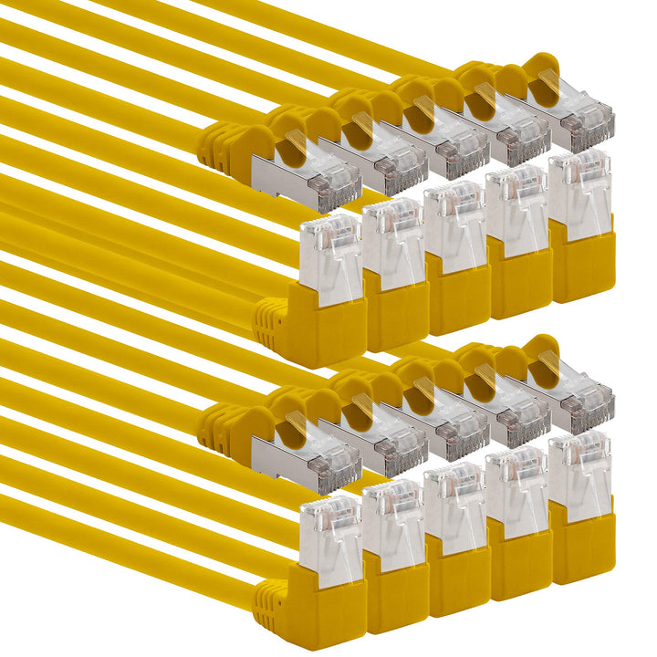 1aTTack.de 366226 Cat.6 Netzwerkkabel Winkel 90 Grad 5m - gelb - 10 Stück - Cat6 Patchkabel (SFTP PI