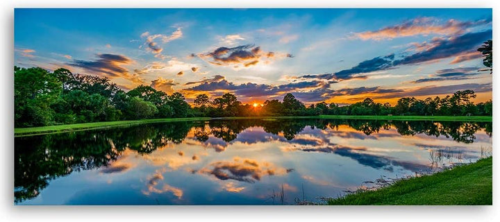 Wandbild Natur Modern Deko Kunst Bilder See Blau 100x40 cm Deko Paneel 100x40 cm Blau_D, Deko Paneel