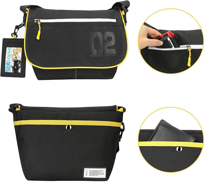 FIREFIRST x Hatsune Miku &amp; Kagamine Rin/Len Schule Schultertaschen .Gelb W36×H30×D12.5（cm）, .Gelb W3
