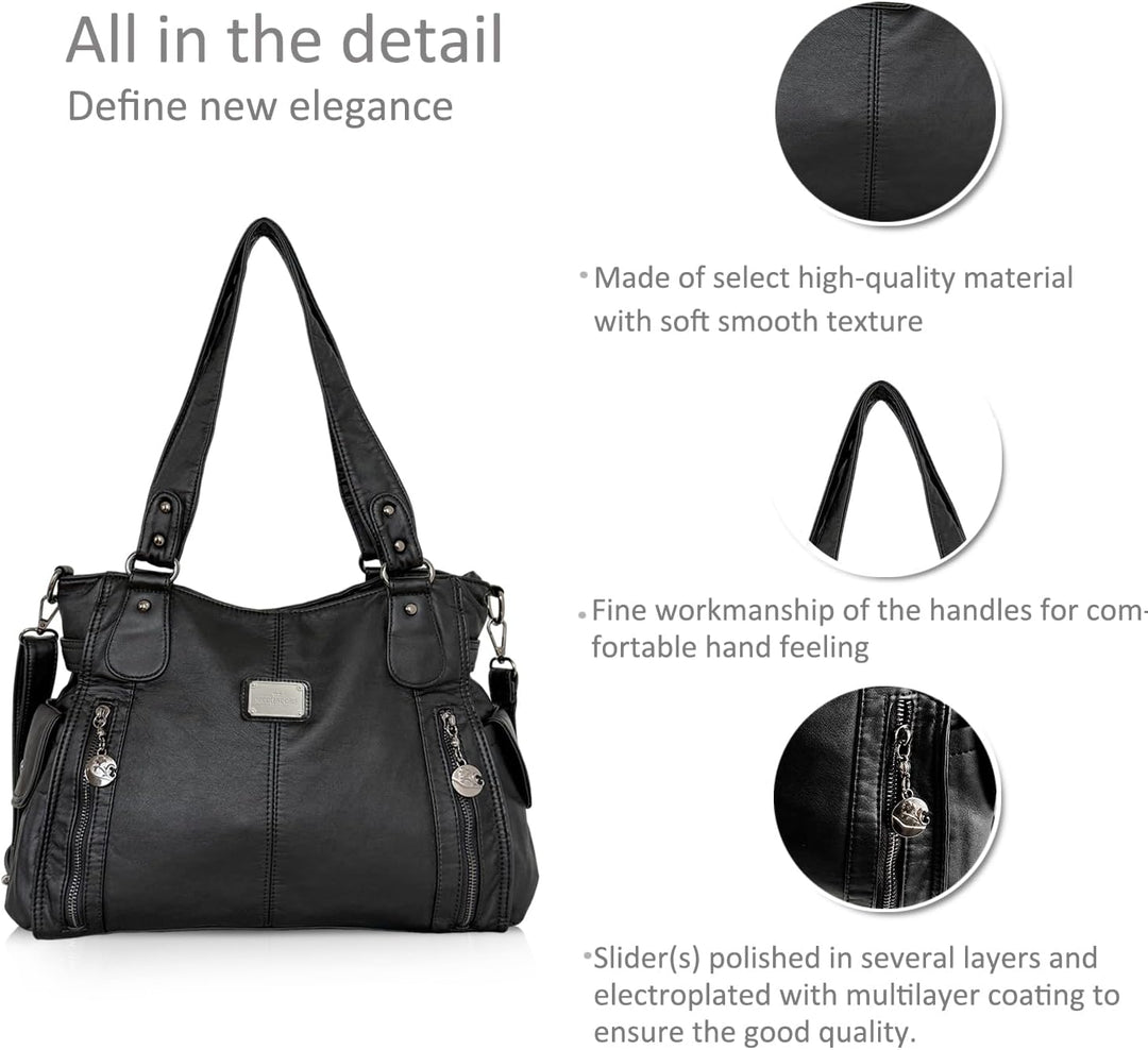 NICOLE & DORIS Women Hobo bags shoulder bags Washed Leather Totes Crossbody with Multiple Compartmen
