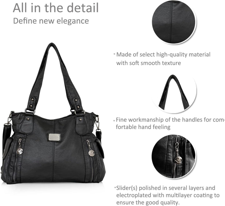 NICOLE & DORIS Women Hobo bags shoulder bags Washed Leather Totes Crossbody with Multiple Compartmen