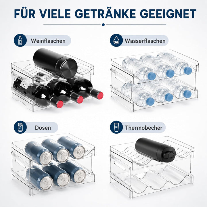 URMONA Stapelbarer Flaschenhalter 2 Ebenen, Flaschenregal für 6 Flaschen | Wein Organizer, Halter fü