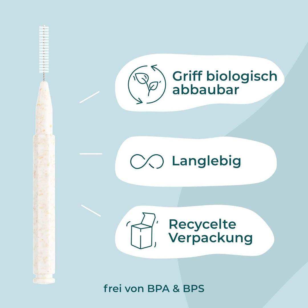 VIGOROUS® 40 Stk. nachhaltige Interdentalbürsten - ISO 6, 1,1 mm - Zahnzwischenraumbürsten für gründ