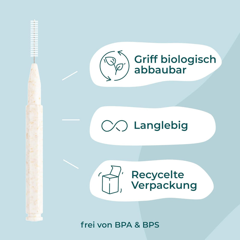 VIGOROUS® 40 Stk. nachhaltige Interdentalbürsten - ISO 6, 1,1 mm - Zahnzwischenraumbürsten für gründ