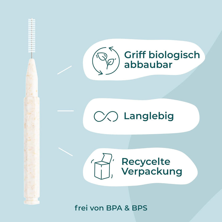 VIGOROUS® 40 Stk. nachhaltige Interdentalbürsten - ISO 3, 0,6 mm - Zahnzwischenraumbürsten für gründ