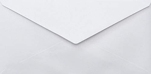 100 Perlmutt-Weiss DL DIN Lang Briefumschläge, 110x220mm, 110g, Sirio Pearl Ice White, Spitzklappe,