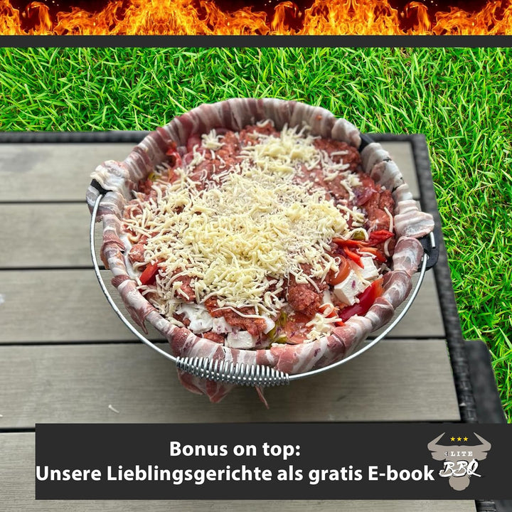 ELITE BBQ Suppenkessel dutch-oven set mit Füssen 6.0 qt, unser Eintopfofen für Kesselgulasch mit dut