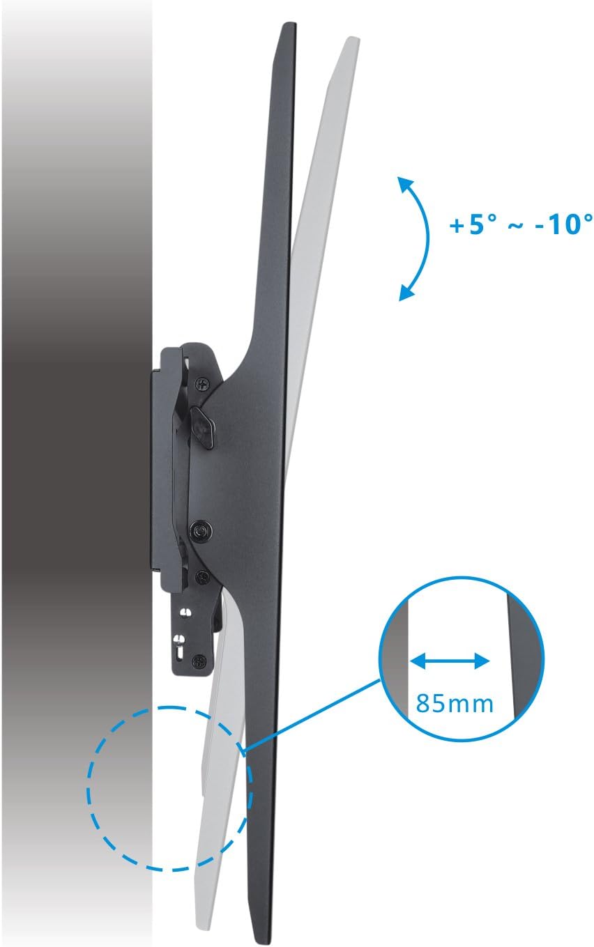 deleyCON Universal TV Wandhalterung 60"-100" Zoll (152-254cm) Neigbar - 75Kg - bis VESA 900x600 - Pl