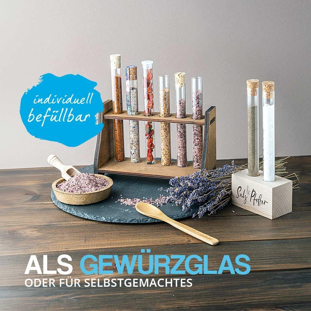 Tuuters 100 Glas Reagenzgläser mit Korken Verschluss Naturkorken, kleine Gewürzgläser (120 x Ø 20mm)