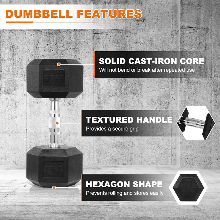 BalanceFrom Sechskant-Hantel, gummiert, in Paaren, einzeln oder Set 11,3 kg, Paar, 11,3 kg, Paar