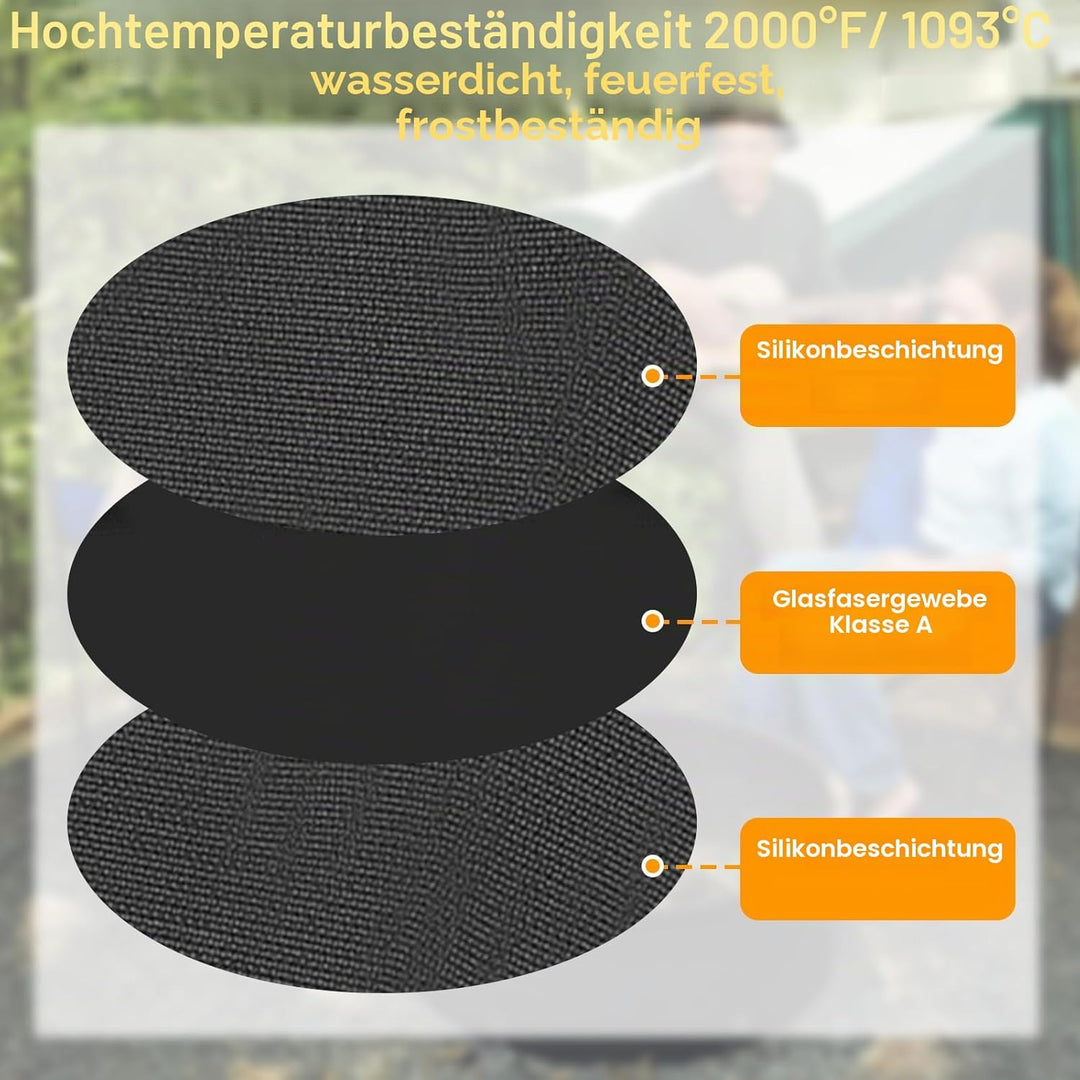Feuerfeste Unterlage Rund, Wasserdicht Feuerschutzmatte Rund Feuerfeste Matte für Feuerschale Feuerf