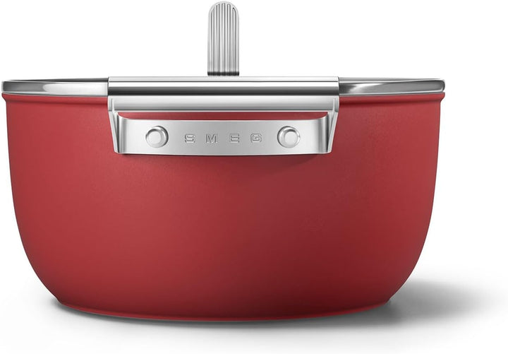 Smeg CKFC2411RDM Kasserolle mit Deckel, 24 cm, Rot 24 cm Durchmesser Rot, 24 cm Durchmesser Rot
