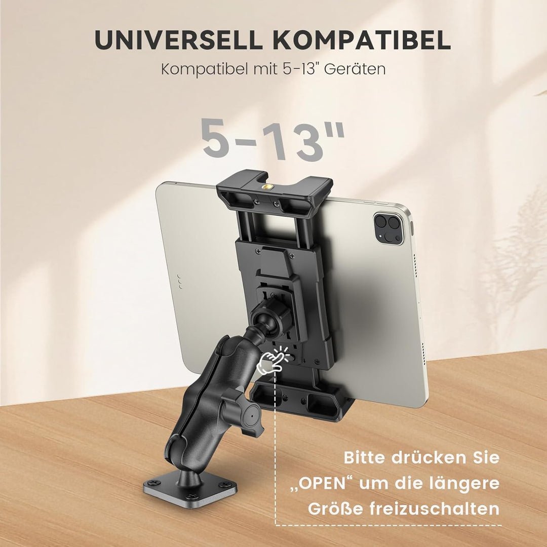 OHLPRO Tablet Halterung Auto aus Aluminium mit Hochleistungs Bohrerbasis, LKW iPad Halter mit 9.5 cm