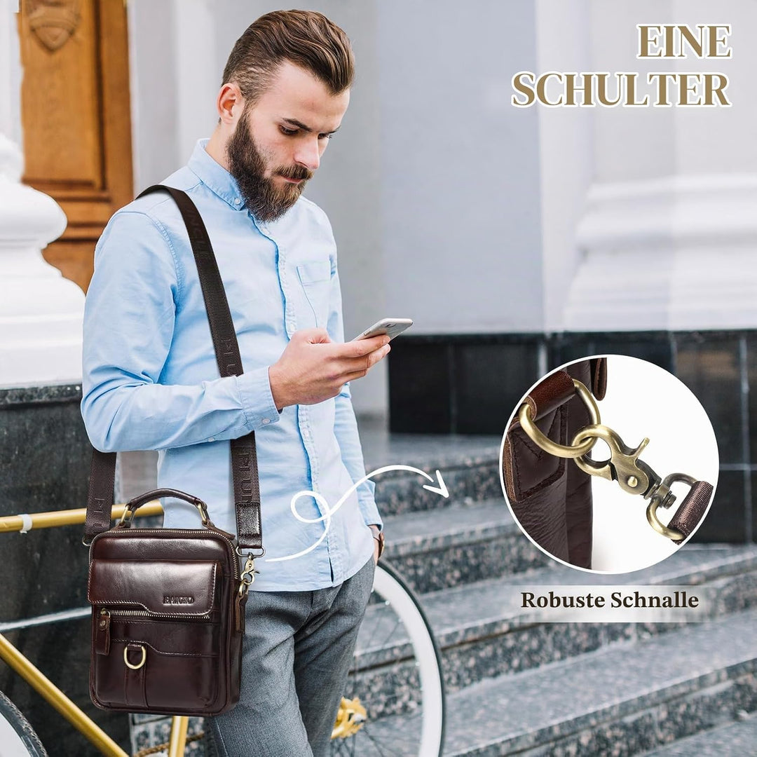 BAIGIO Schultertasche Herren Umhängetasche Leder Herrentasche Vintage Crossbody Messenger Bag für Ar