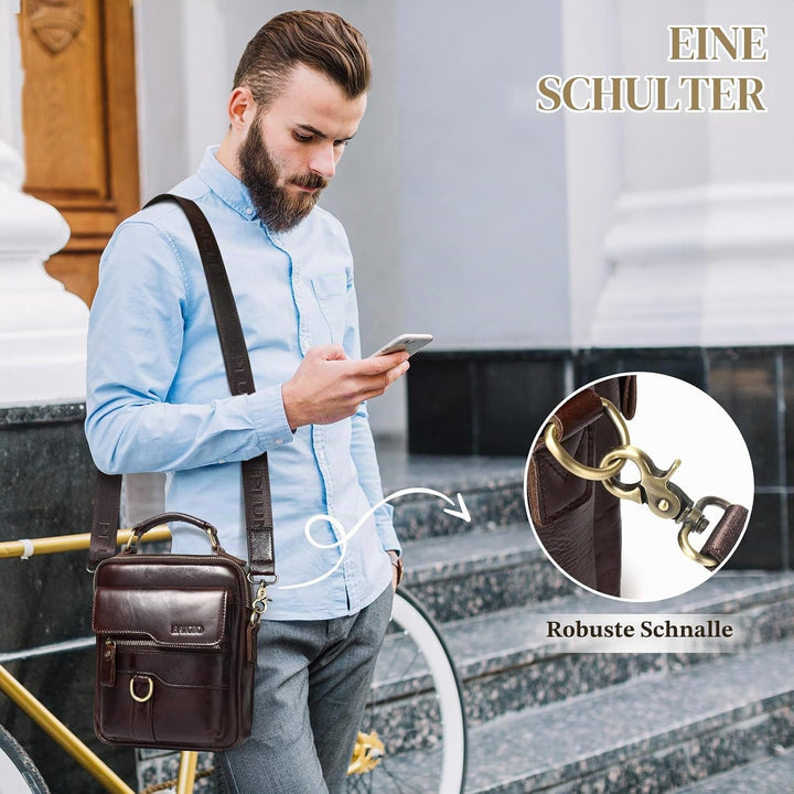 BAIGIO Schultertasche Herren Umhängetasche Leder Herrentasche Vintage Crossbody Messenger Bag für Ar