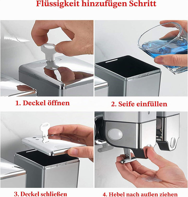 No Drill Manueller Presskopf an der Wand befestigter Seifenspender, Dusch- und Lotionspender für Zuh