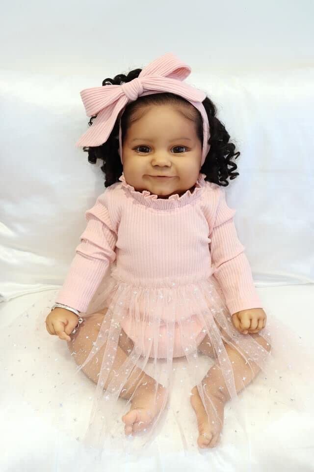 Zero pam Reborn Baby Mädchen 24 Zoll Dunkelhäutige Silikon Babypuppe Wie Echtes Baby Gewichtet Leben
