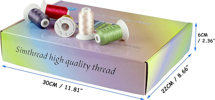 Simthread 63 Farben Polyester Maschinen Stickgarn - 500 Meter, für Babylock, Janome, Kenmore, Singer