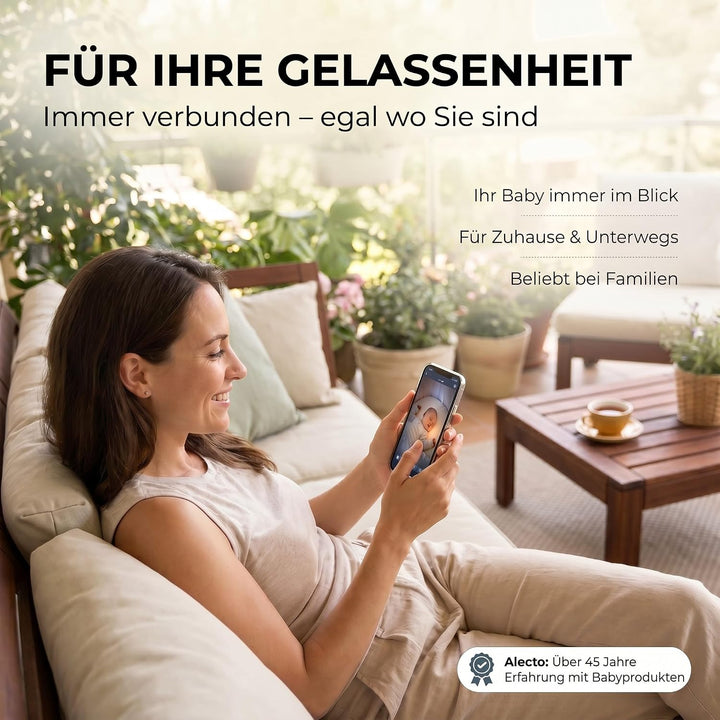 Alecto Smartbaby5 Babyphone mit Kamera - WLAN Babyphone mit Kamera - Gegensprechfunktion - Infrarot-