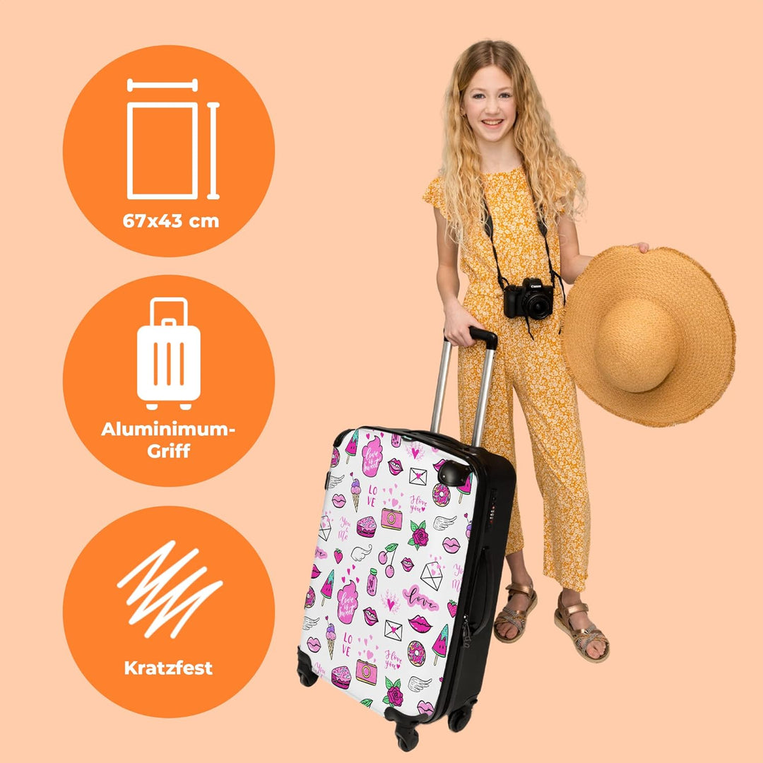 NoBoringSuitcases.com® Kindertrolley Mädchen Reisekoffer mit Rollen Carry on Luggage Koffer Kinder -