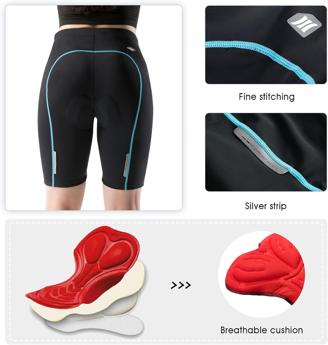 Santic Gepolsterte Kurz-Radlerhose für Damen mit 3D-Polstereinsatz Praktischer Seitentasche und UPF