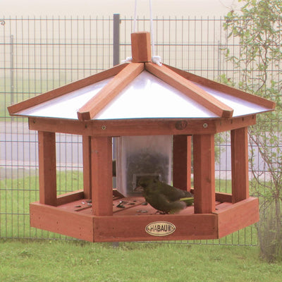 HABAU Vogelhaus Kohlmeiste aus Holz - Futterhaus zum Aufhängen mit Futtersilo