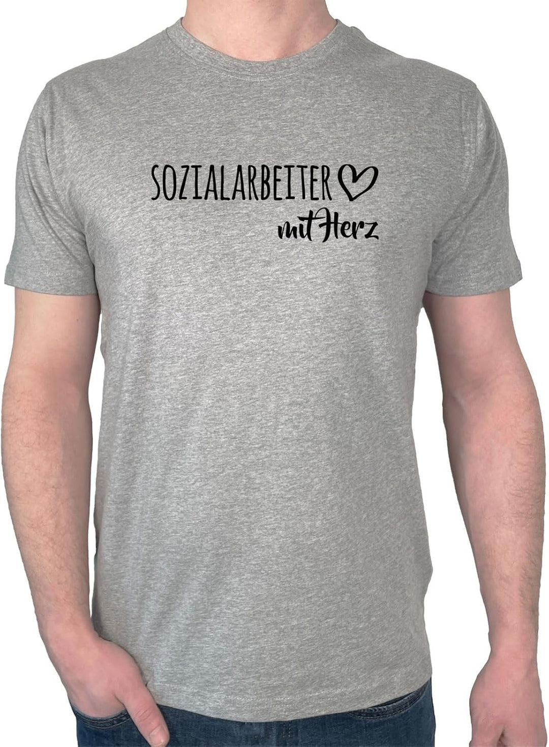 Herren T-Shirt Sozialarbeiter mit Herz Geschenk Oberteil Grösse S-3XL Bio Baumwolle Fairtrade Sozial