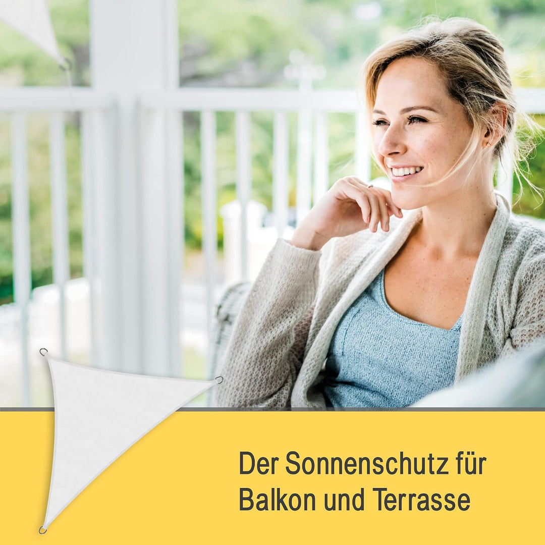 Sol Royal Sonnensegel dreieckig wasserdicht für Terrasse Balkon Garten | 7x5x5m Weiss UV Sonnenschut