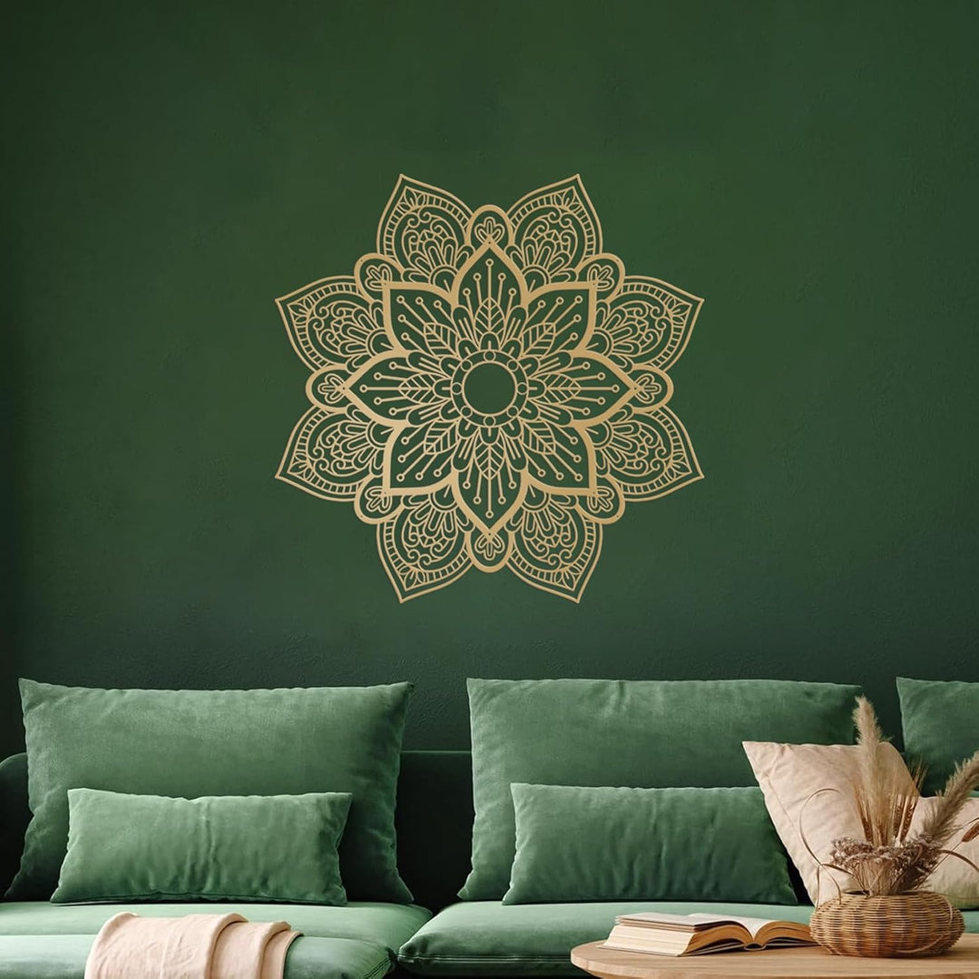 Resama Grosse runde Mandala-Wanddekoration aus Metall, einzigartige Lotusblume, Wandkunst für Wohnzi
