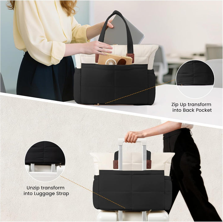 LOVEVOOK Handtasche Shopper Tasche Damen, 15,6 Zoll Puffer Laptoptasche Leicht Laptop Arbeitstasche