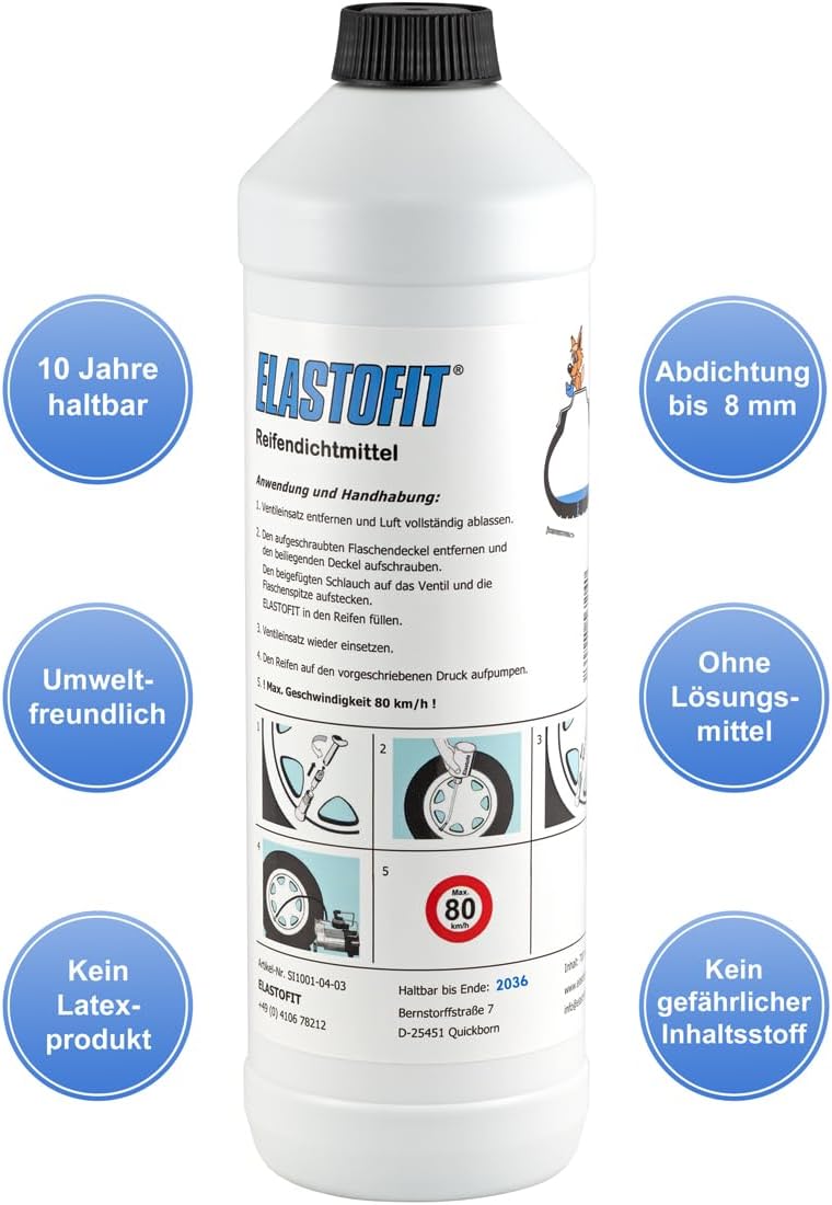ELASTOFIT Reifenpannenset Xtreme Pannenset Dichtmittel 10 Jahre haltbar (Xtreme), Xtreme