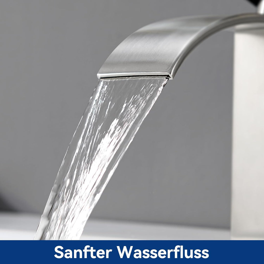 CECIPA Wasserhahn Bad, Waschtischarmatur Wasserfall, Armatur Badezimmer Edelstahl, Waschbecken Armat