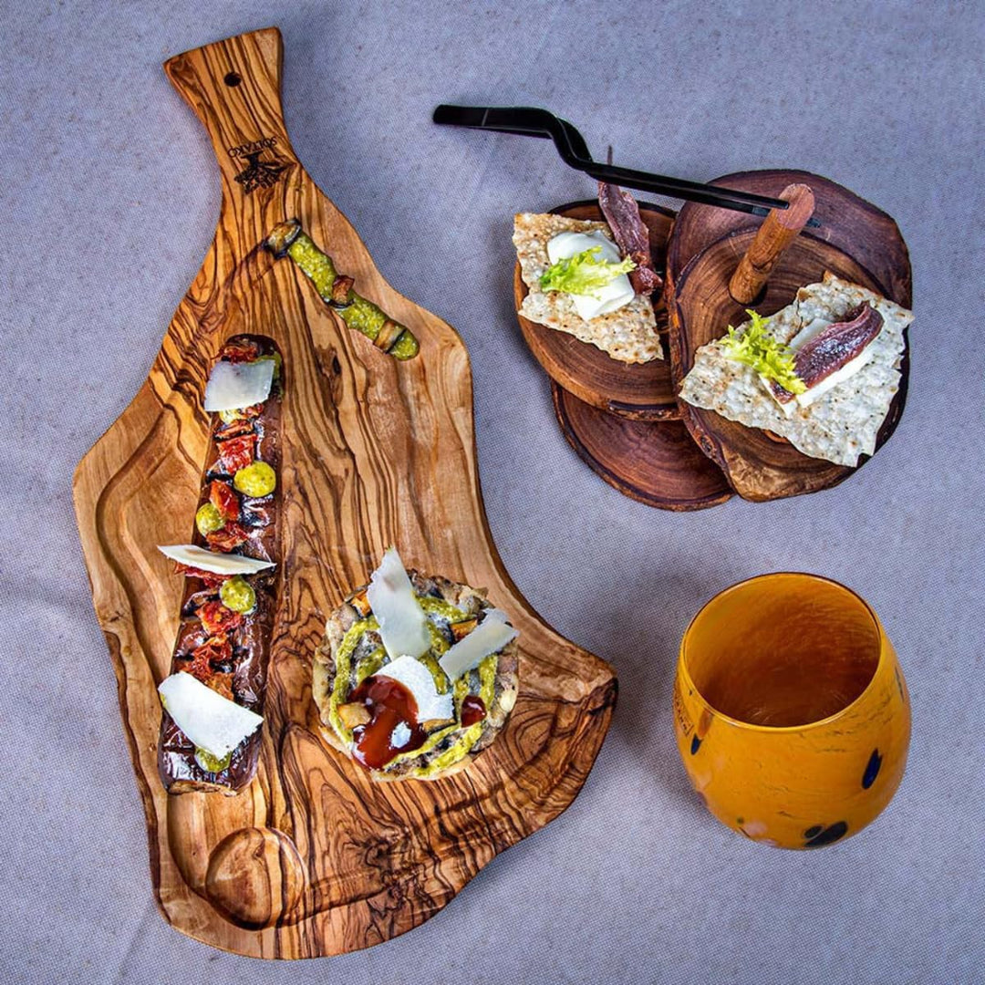 SOLTAKO Olivenholz Steakbrett mit Saftrille 2er Set 40cm "The Smokey BBQ" 40 x 18 cm, 40 x 18 cm