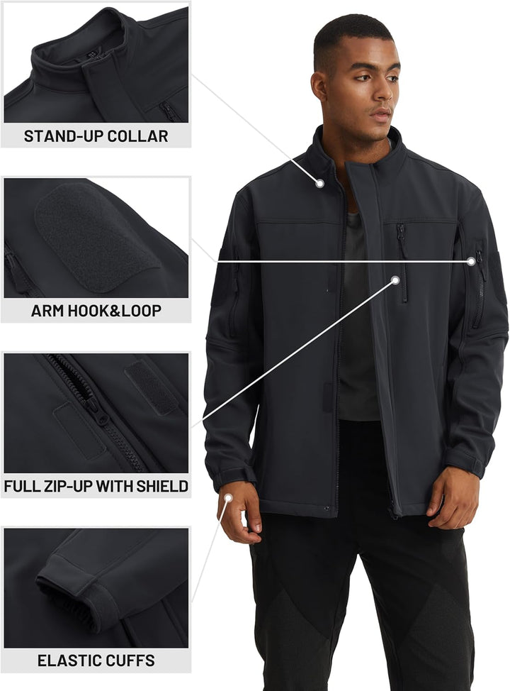 TACVASEN Herren Softshell Jacke Winddichte Warme Fleece Outdoorjacke Übergangsjacke mit Reissverschl