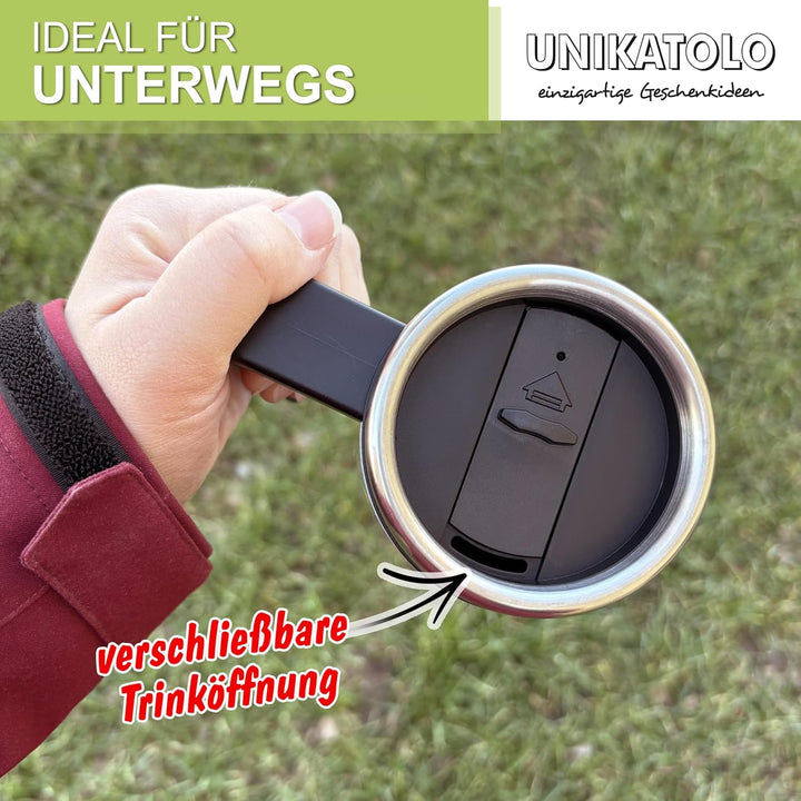 Thermobecher personalisiert mit Einhorn & Name, Isolierbecher individuell bedruckt, Coffee to go Bec