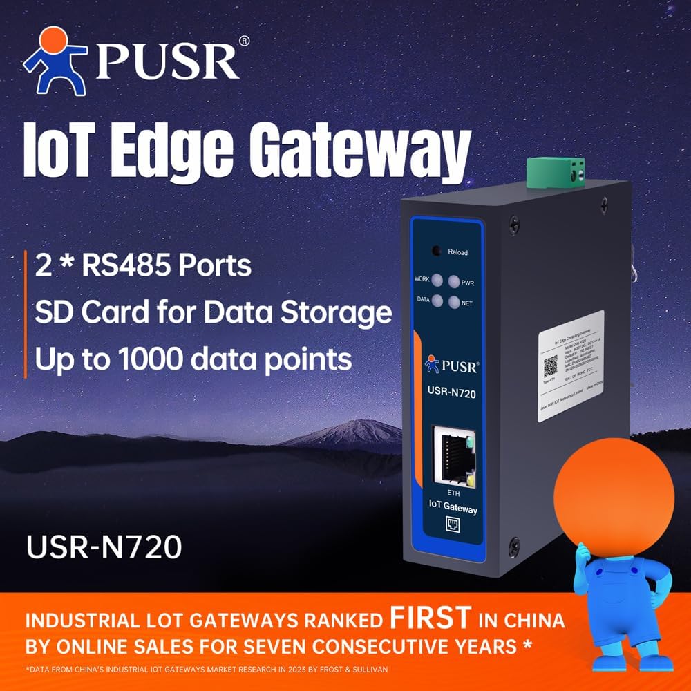 Edge Computing IoT Gateway 2 x RS485 1 x Ethernet mit SD-Karte Zur Datenspeicherung Modbus an MQTT/J