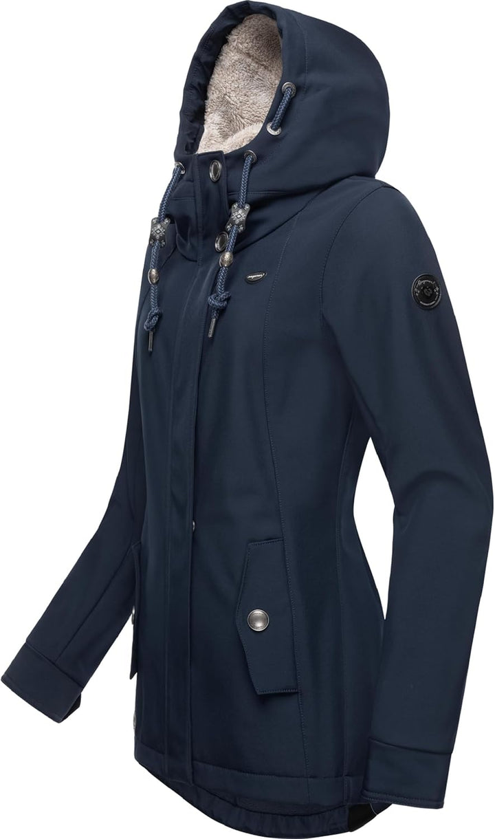 Ragwear Damen Übergangsjacke Funktionsjacke Softshelljacke wasserdicht atmungsaktiv mit Kapuze Monad