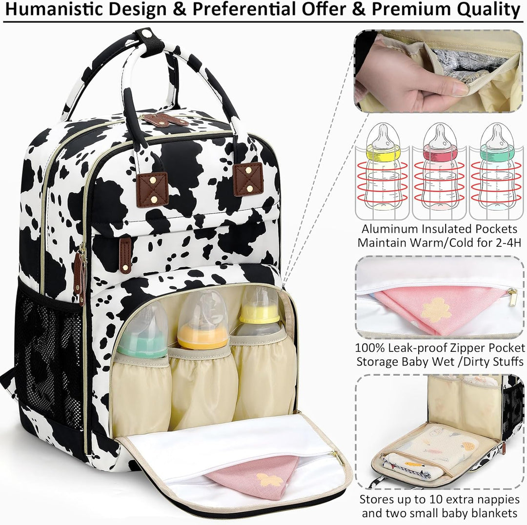 Diaper Bag Backpack Tote for Women Large Capacity, Baby Bag with Insulated Pockets Multifunctional D