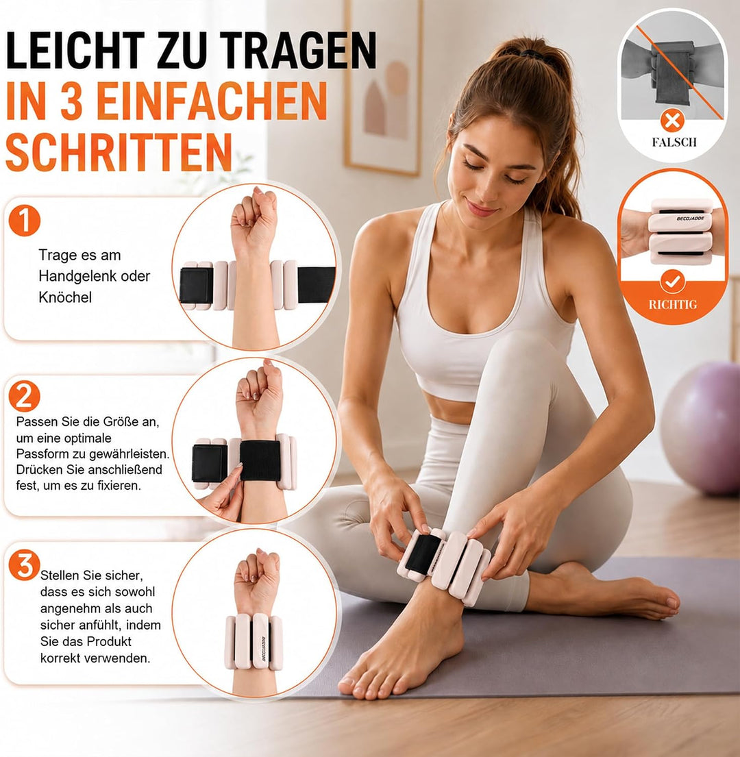 BECOJADDE Gewichtsmanschetten fuss 0.45 KG / 0.9 KG Je Gewichte für Beine und Arme Set 2 Ankle Weigh