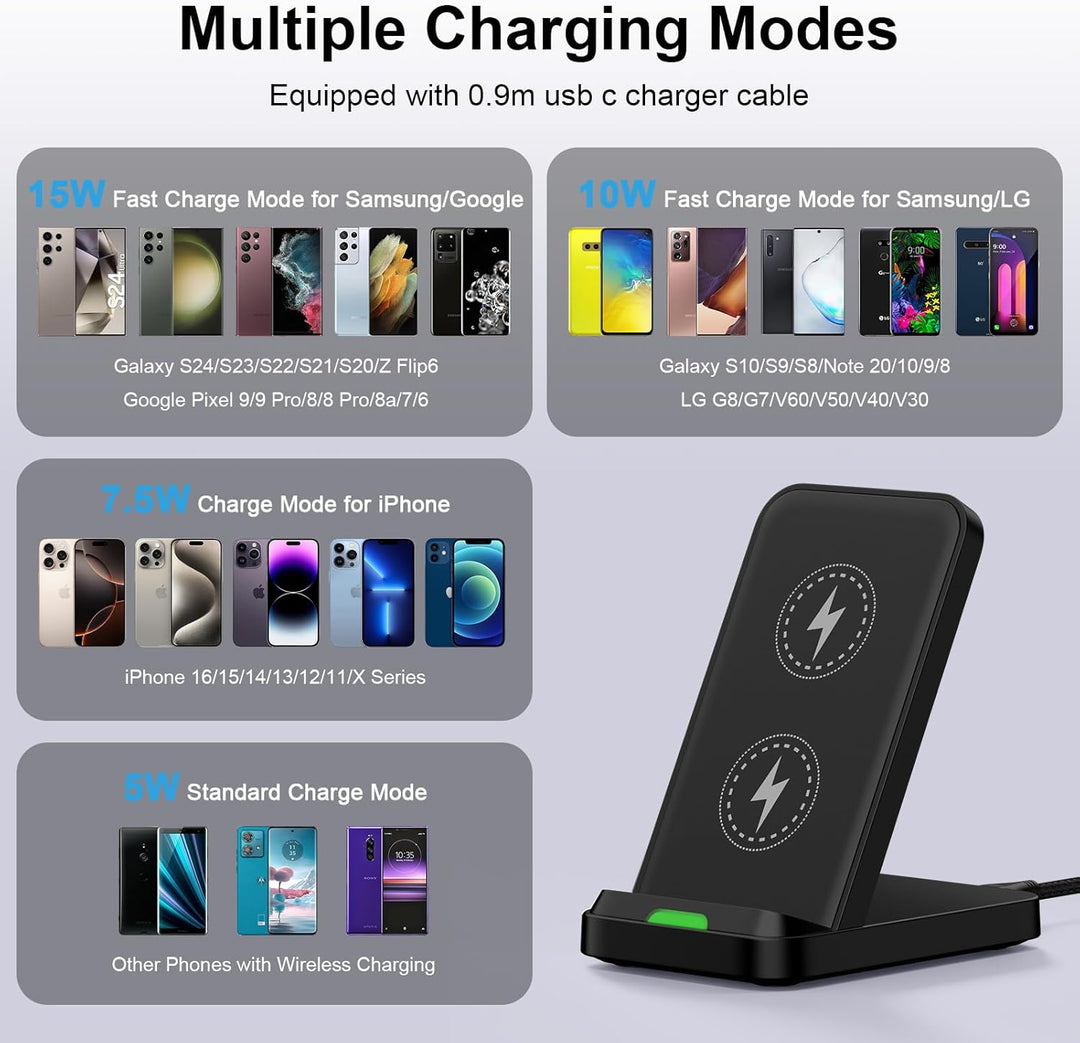 15W Fast Wireless Charger Stand Induktive Ladestation für Samsung Galaxy S25 Ultra/S24 FE/S23/S22/S2