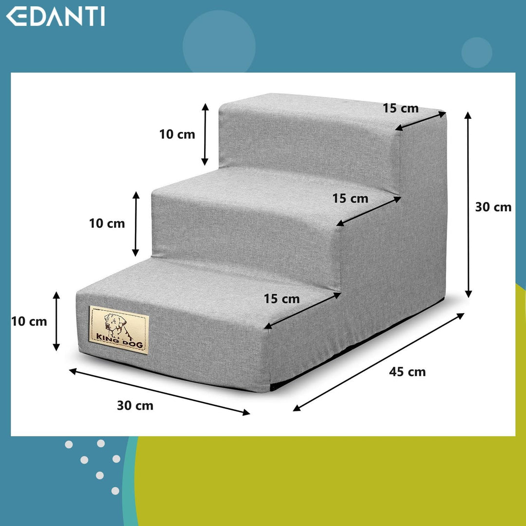 Haustiertreppe Hundetreppe für Kleine Hunde 3 Stufen 45x30x30 cm Katze mit Wasserdicht, Katzentreppe