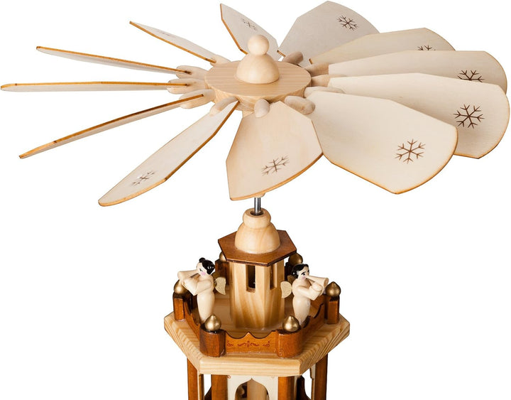 Brubaker Weihnachtspyramide Holzpyramide - Natur - 4 Etagen - 60 cm Höhe - handbemalte Figuren Natur