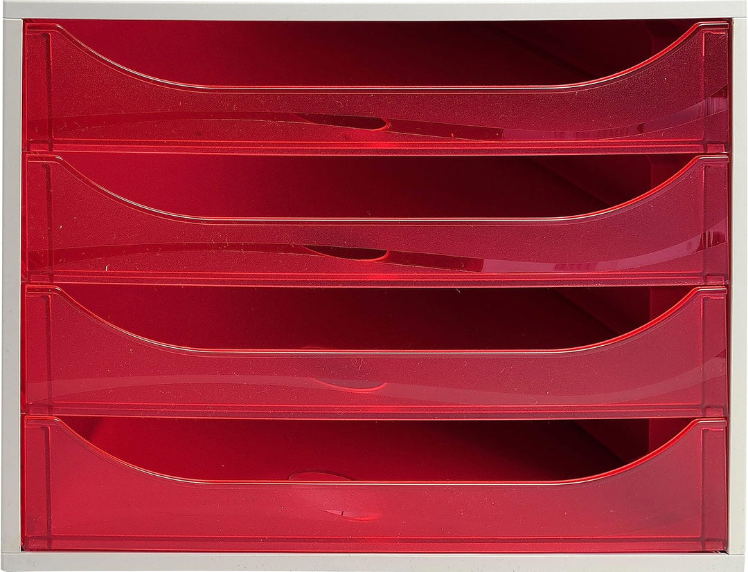 Exacompta 228654D Ablagebox Linicolor mit 4 Schubladen für DIN A4+ Dokumente. Ecobox mit hoher Kapaz