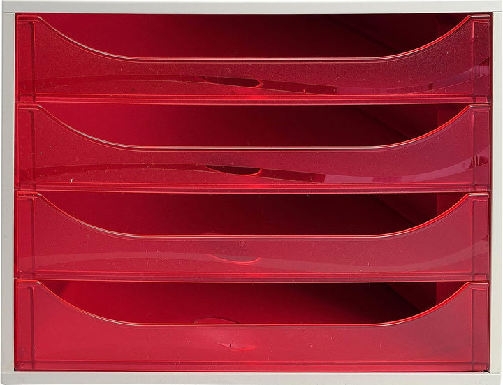 Exacompta 228654D Ablagebox Linicolor mit 4 Schubladen für DIN A4+ Dokumente. Ecobox mit hoher Kapaz