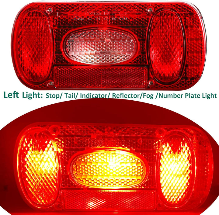 DARKGUARD Rückleuchten Satz Anhänger 12v,mit E4 Prüfzeichen,7Funktion 2pcs Halogen Rücklicht Anhänge