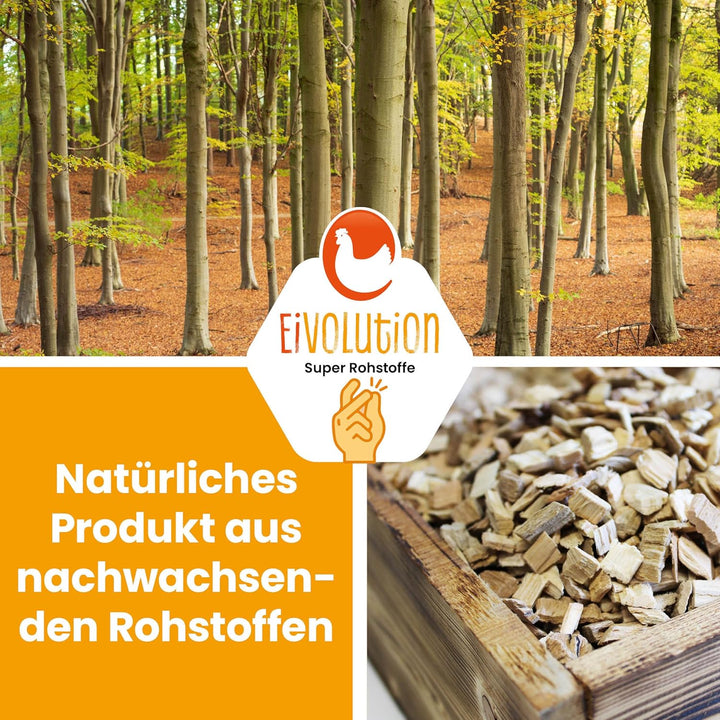 eivolution Buchenhack Einstreu für Stall & Voliere 15 kg | staubfrei | Natürliches Produkt aus nachw