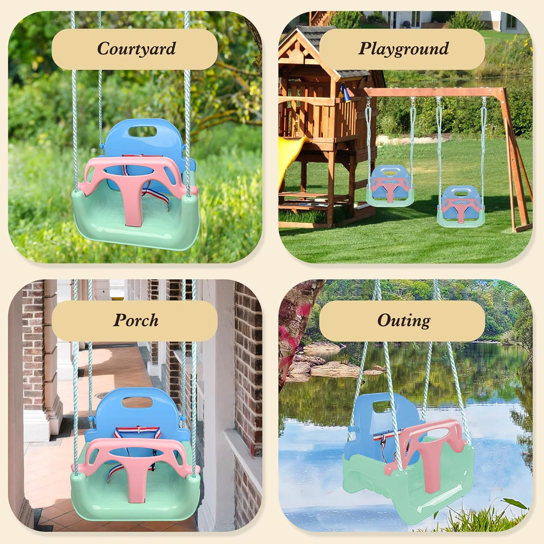 KINSPORY Kinderschaukel Babyschaukel 3 in 1 Babysitz verstellbar Mitwachsend Schaukelsitz Gartenscha