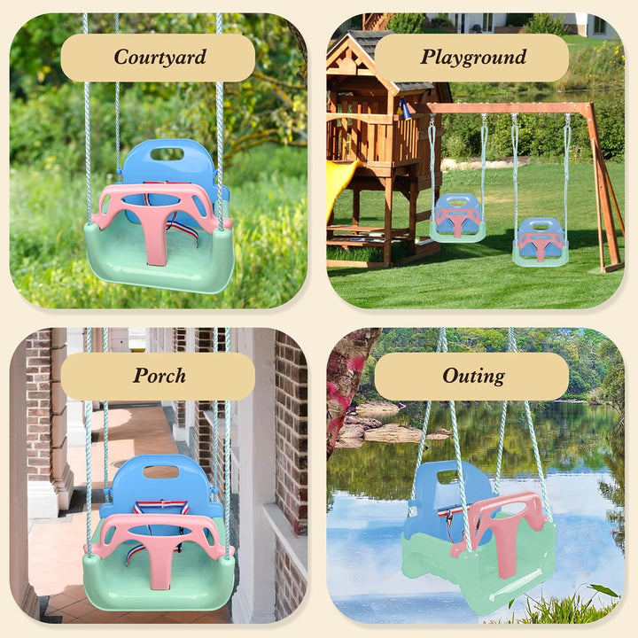 KINSPORY Kinderschaukel Babyschaukel 3 in 1 Babysitz verstellbar Mitwachsend Schaukelsitz Gartenscha