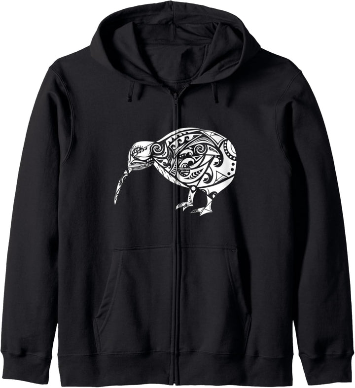 Polynesien Maori Kiwi Vogel White Neuseeland Geschenkidee Kapuzenjacke